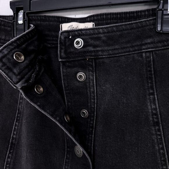 Madewell Metropolis Snap Jean Skirt Size 4 Black Button Up Mini Denim - Picture 4 of 9